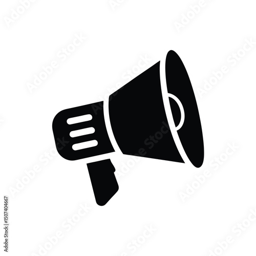 Black Megaphone Icon – Announcement, Marketing, Notification Symbol in Flat Style