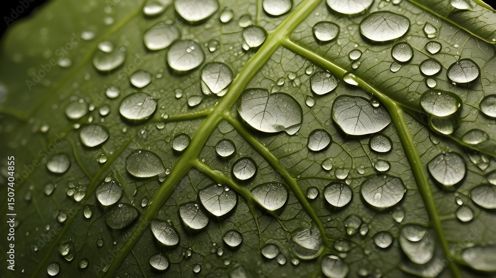 close-up green leaf with water drops on it. close-up green leaf with water drops on it.