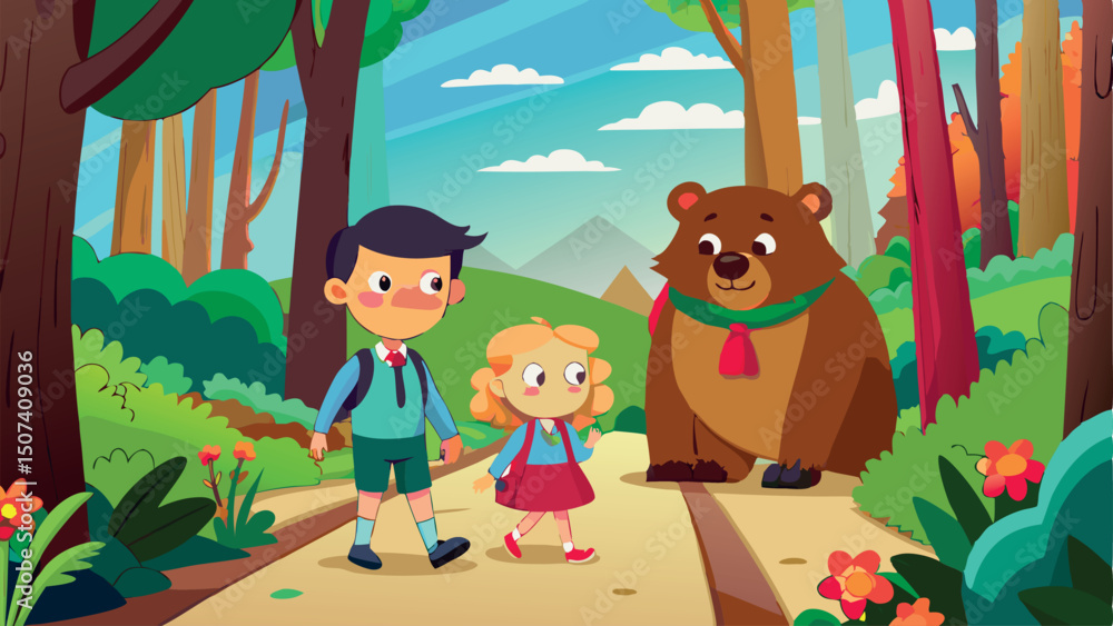 Fototapeta premium Cartoon of a school boy and his lifestyle 