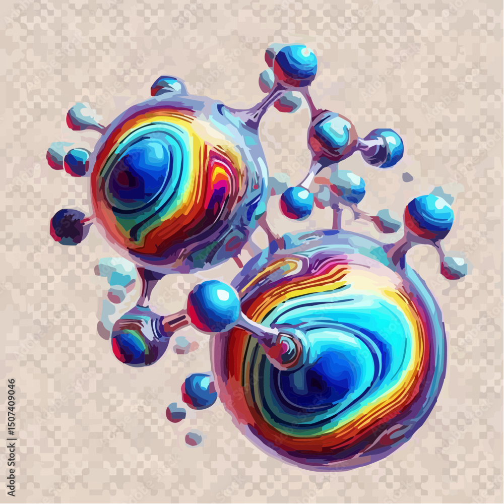 Fototapeta premium an artistic representation simulating the union of atoms to form a molecule 19