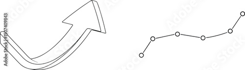 Ascending arrow and dotted line chart representing growth progress and data visualization