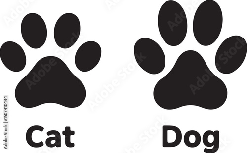 Cat and Dog Paw Print Icons - Pet Animal Tracks