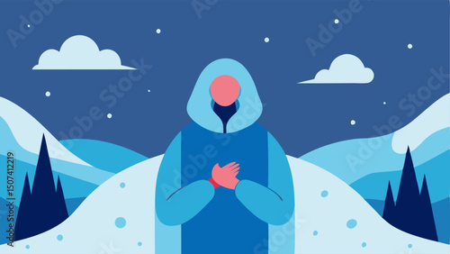 Nature Cold Exposure A person fully immersed in a snowy landscape dressed in minimal clothing taking deep breaths as they connect with natures chill.