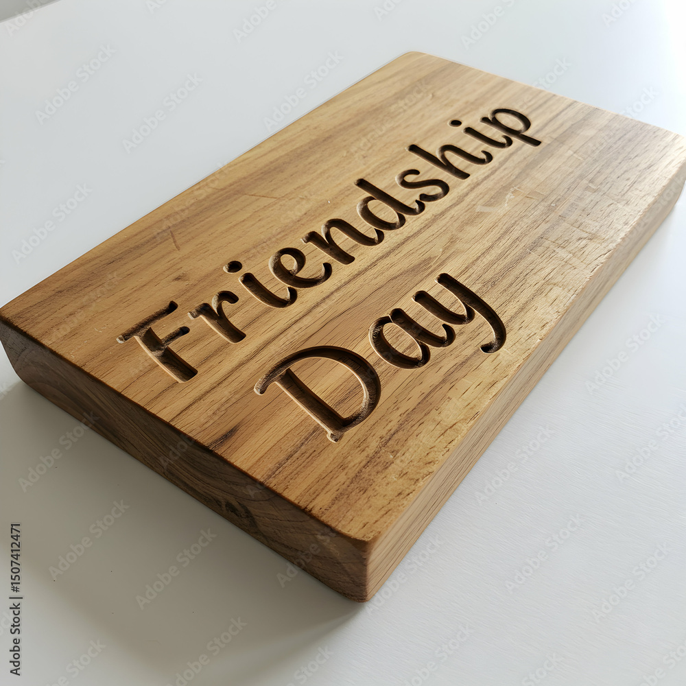Obraz premium Celebrate Friendship Day Engraved Wooden Sign Unique Gift Idea