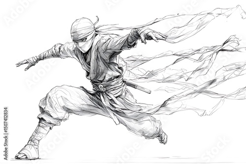 Anime ninja warrior dynamic jump high resolution photo