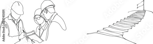 Construction Blueprint Sketch With Staircase Design Detail