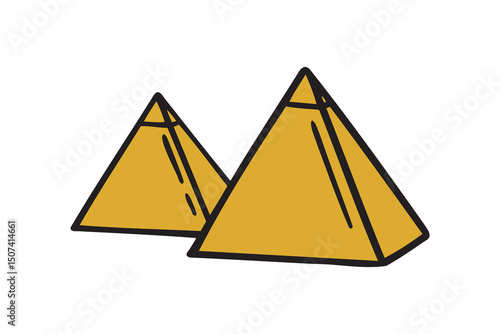 Egyptian pyramid giza egypt icon doodle hand drawn. colorful cartoon line drawing clipart symbol