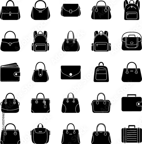 Collection of Black and White Bags and Purses