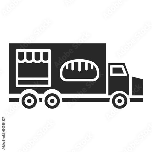 Food truck silhouette icon elements