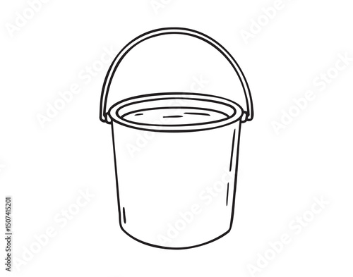 bucket doodle hand drawn icon. Outline drawing metal or plastic bucket line clipart symbol