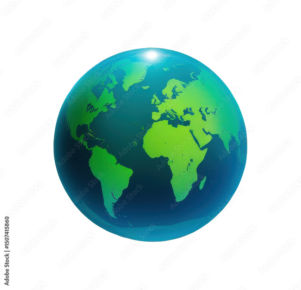 Naklejka premium Ilustración digital del planeta tierra sobre fondo transparente. PNG. 