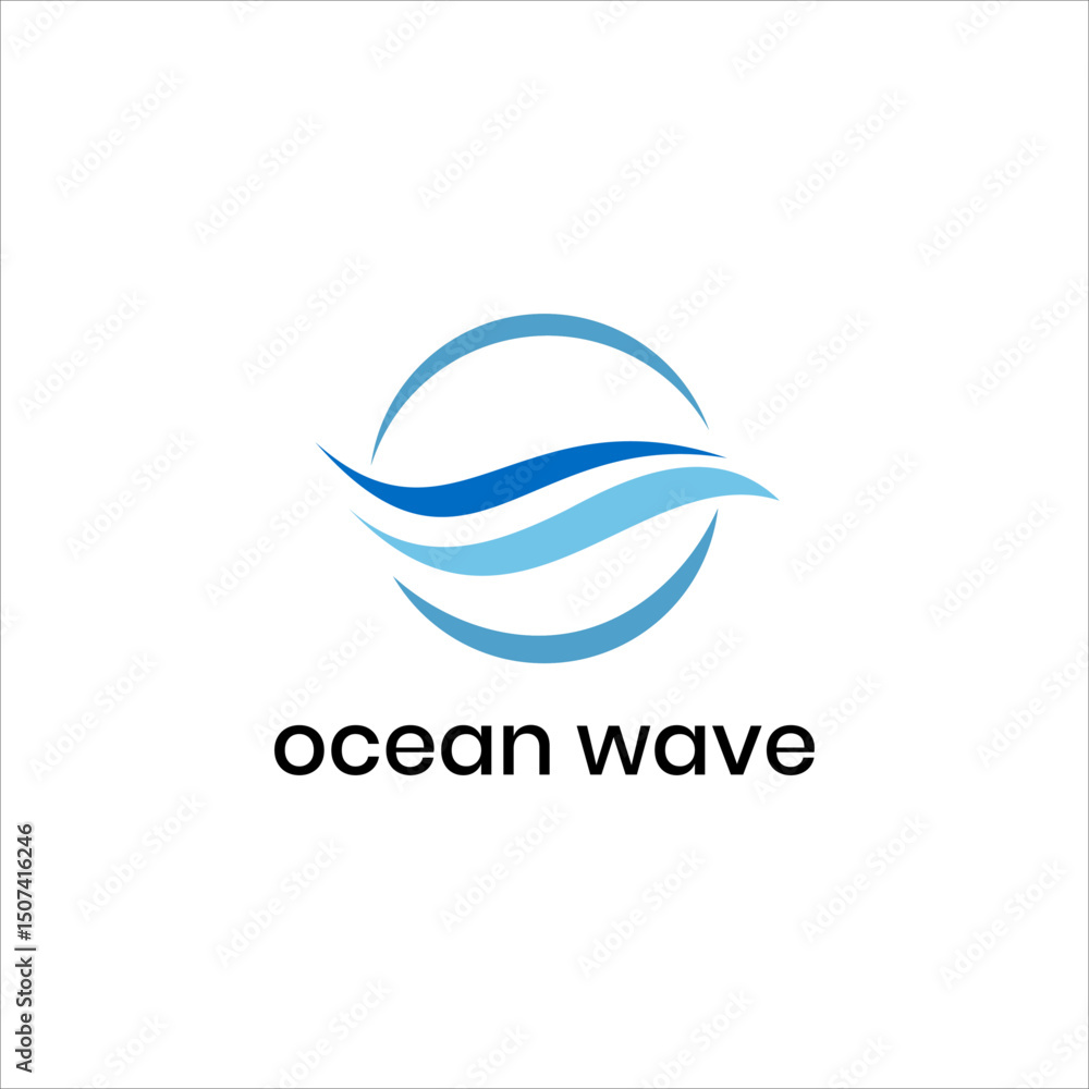 Abstract Ocean Wave Logo Vector Design with Flowing Water Shape and Blue Splash Symbol for Nature Travel Summer Beach Brand Identity or Environmental Company Template Abstract Ocean Wave Logo Vector Design with Flowing Water Shape and Blue Splash Symbol for Nature Travel Summer Beach Brand Identity or Environmental Company Template
