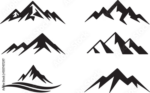 Mountain Range Vector Silhouettes - Outdoor Adventure Graphics
