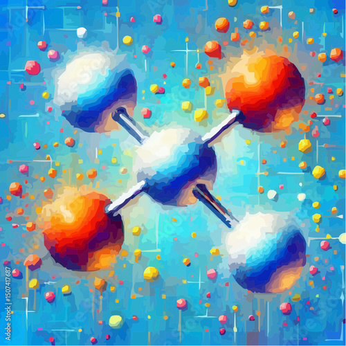 three-dimensional image of atoms forming molecules 99