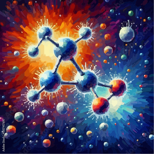 three-dimensional image of atoms forming molecules 98