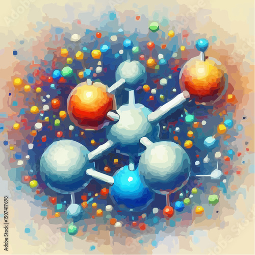three-dimensional image of atoms forming molecules 97