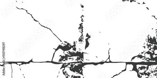 Damaged Cement Surface Illustration on Transparent Background – Abstract Cracked Concrete Texture for Industrial Graphic Design Use