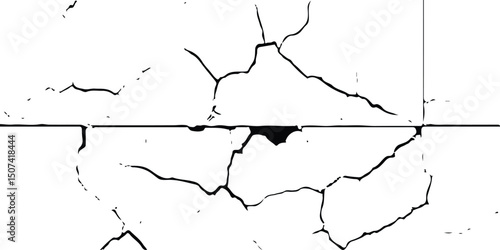 Realistic Grunge Concrete Texture Isolated on Transparent Background – Cracked Surface Element for Backgrounds or Overlays
