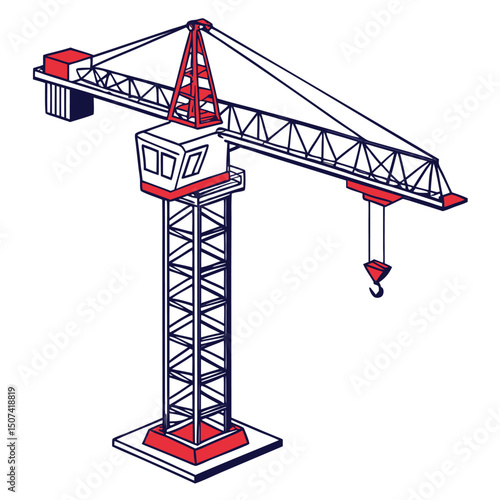 Tower crane icon vector art on white background. Adobe Illustrator Artwork