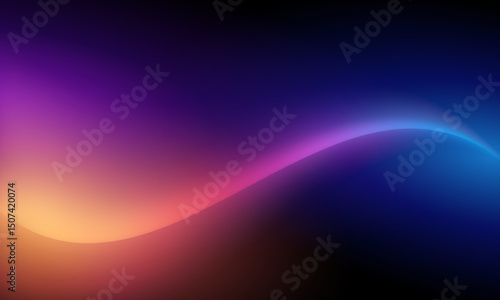 Multicolored wavy bright glowing line on a black background. A vibrant abstract design with a smooth gradient of colors, transitioning seamlessly from warm hues to cool tones. Vector image.