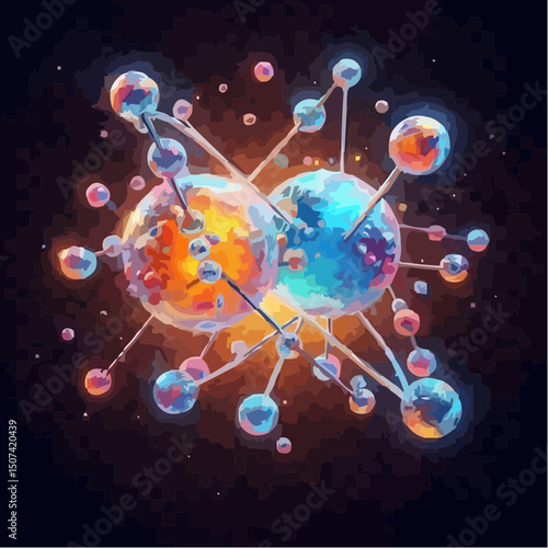 three-dimensional image of atoms forming molecules 51