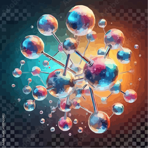 three-dimensional image of atoms forming molecules 50