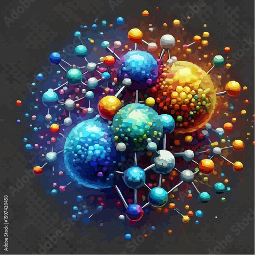 three-dimensional image of atoms forming molecules 48