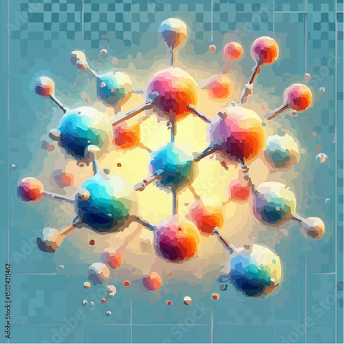 three-dimensional image of atoms forming molecules 47