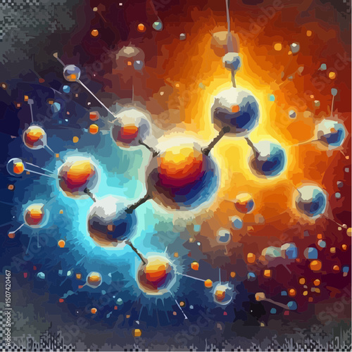 three-dimensional image of atoms forming molecules 46