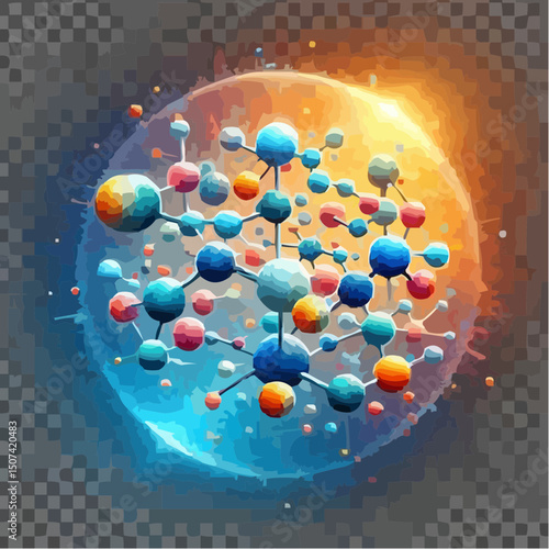 three-dimensional image of atoms forming molecules 45