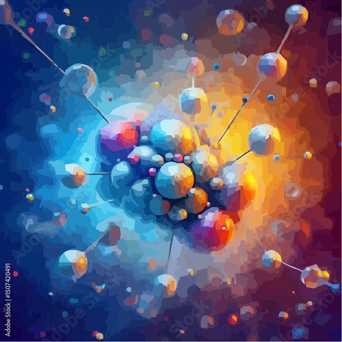 three-dimensional image of atoms forming molecules 44