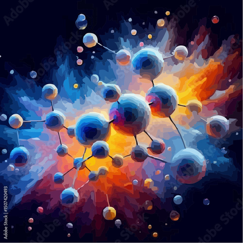 three-dimensional image of atoms forming molecules 43