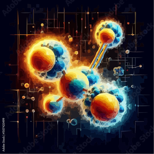 three-dimensional image of atoms forming molecules 42