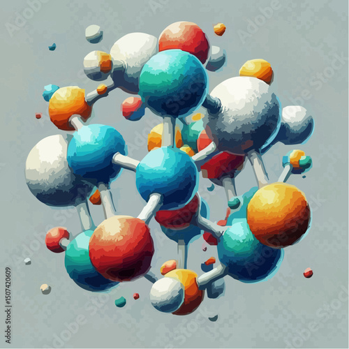three-dimensional image of atoms forming molecules 33