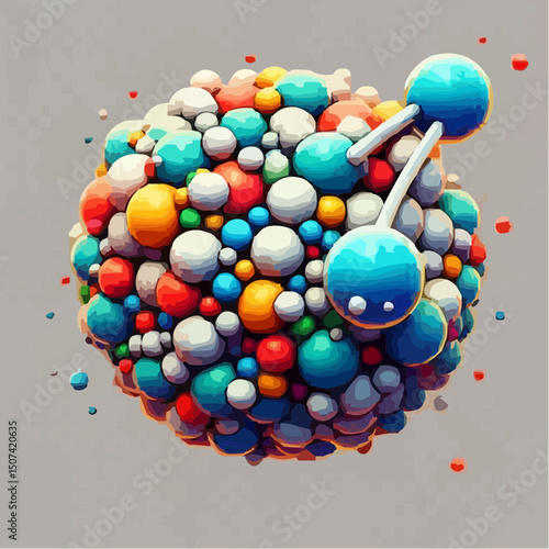 three-dimensional image of atoms forming molecules 32