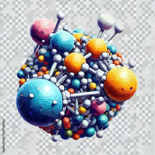 three-dimensional image of atoms forming molecules 28
