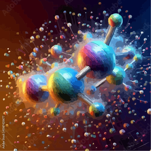 three-dimensional image of atoms forming molecules 26