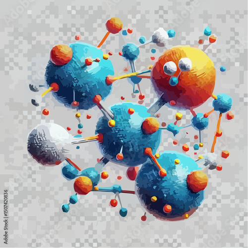 three-dimensional image of atoms forming molecules 12