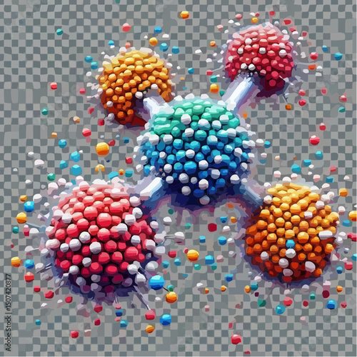 three-dimensional image of atoms forming molecules 8