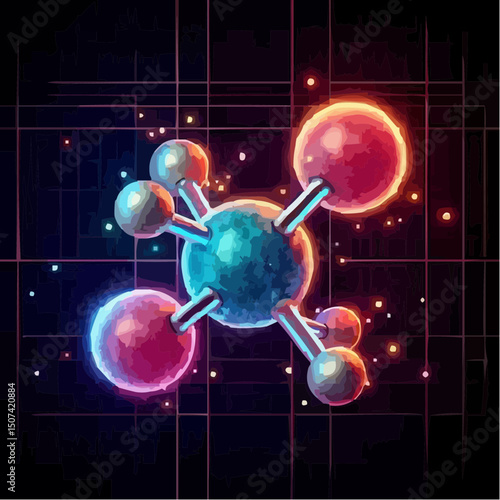 three-dimensional image of atoms forming molecules 7