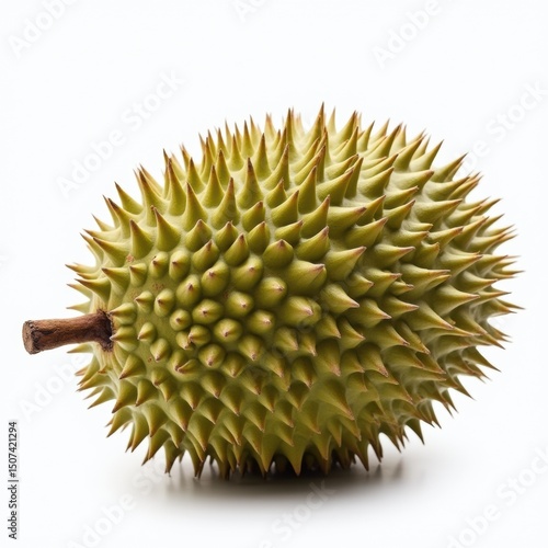 Fresh whole durian showing characteristic spiky shell and natural texture

