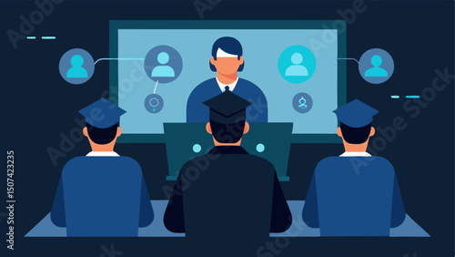Cyber Crime Division A team of specialized cybercrime officers discussing a map and strategy with images of the hacker projected onto a screen.
