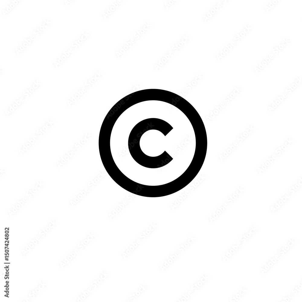 Copyright symbol icon in black on white background Copyright symbol icon in black on white background