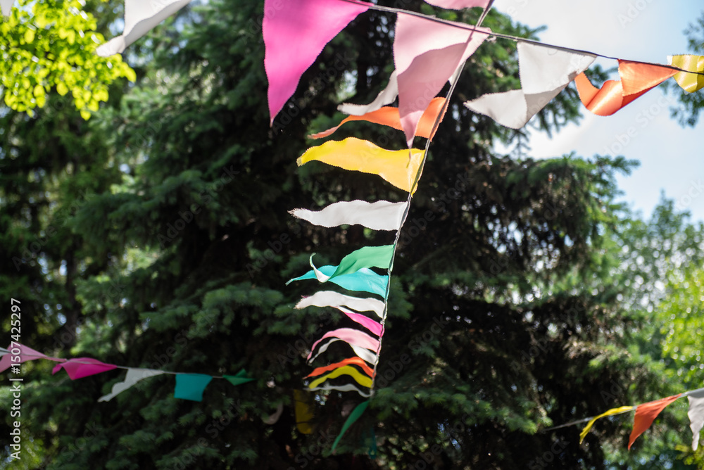 Vibrant, festive garland for cheerful, colorful celebrations.