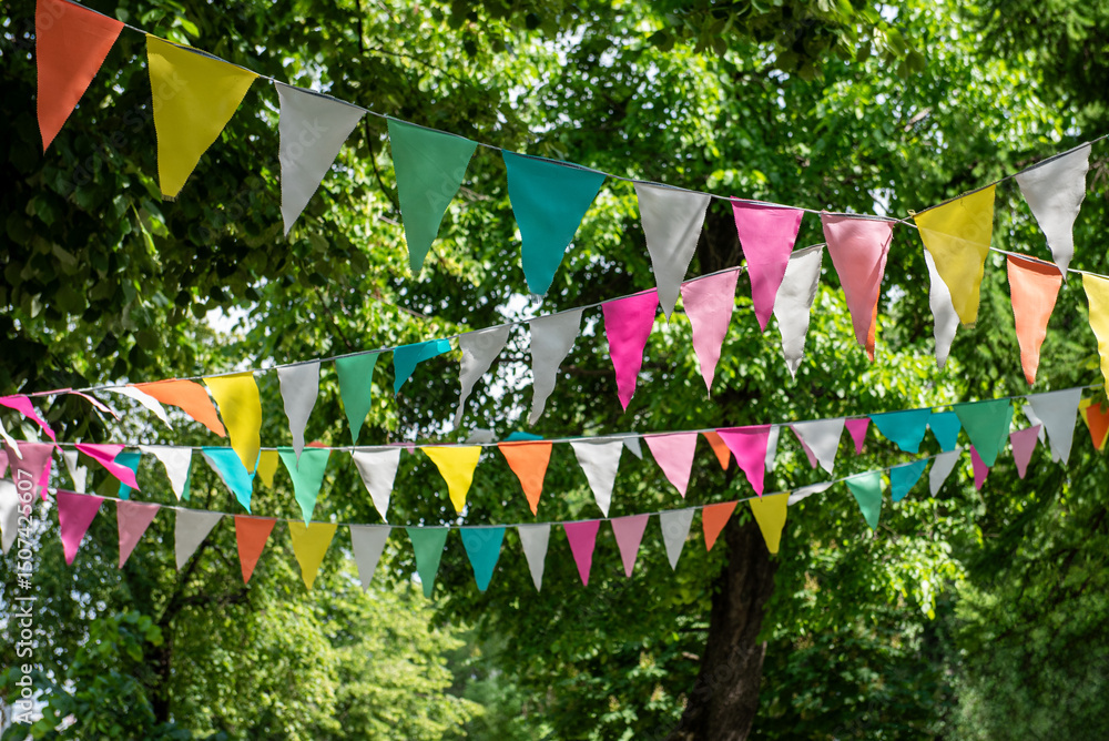 Vibrant, festive garland for cheerful, colorful celebrations.