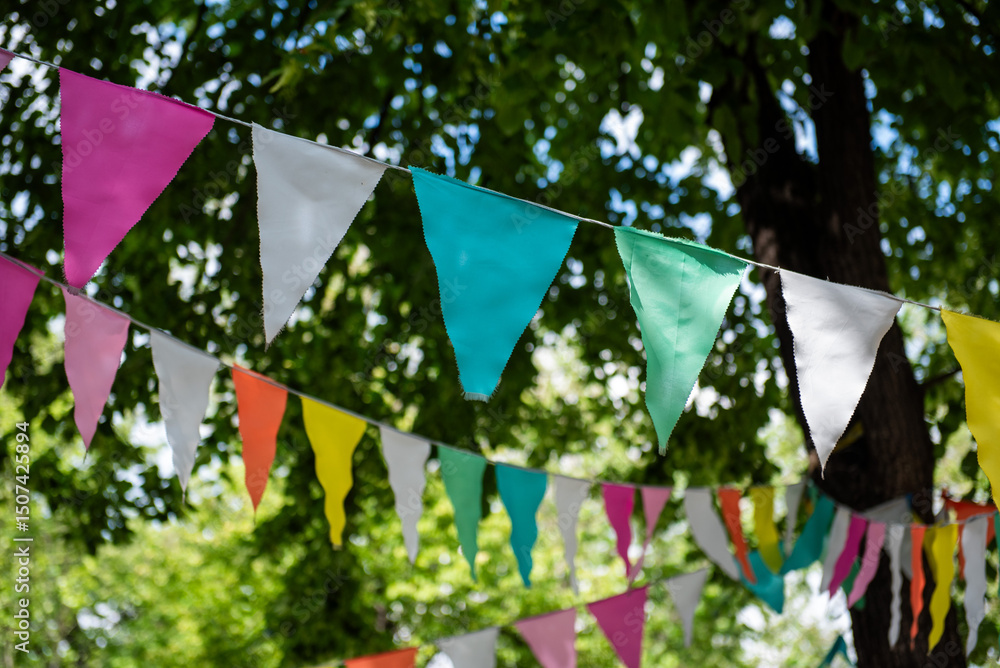 Vibrant, festive garland for cheerful, colorful celebrations.