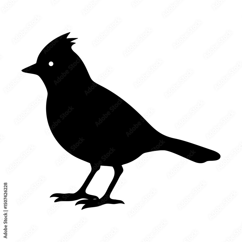 Obraz premium Tufted Titmouse silhouette icon vector flat design on white background