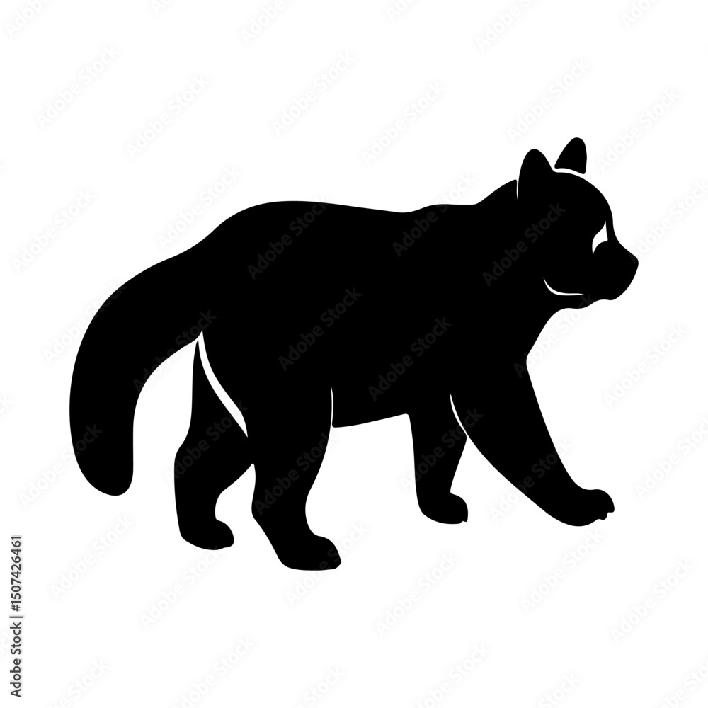 Red panda silhouette icon vector flat design on white background Red panda silhouette icon vector flat design on white background