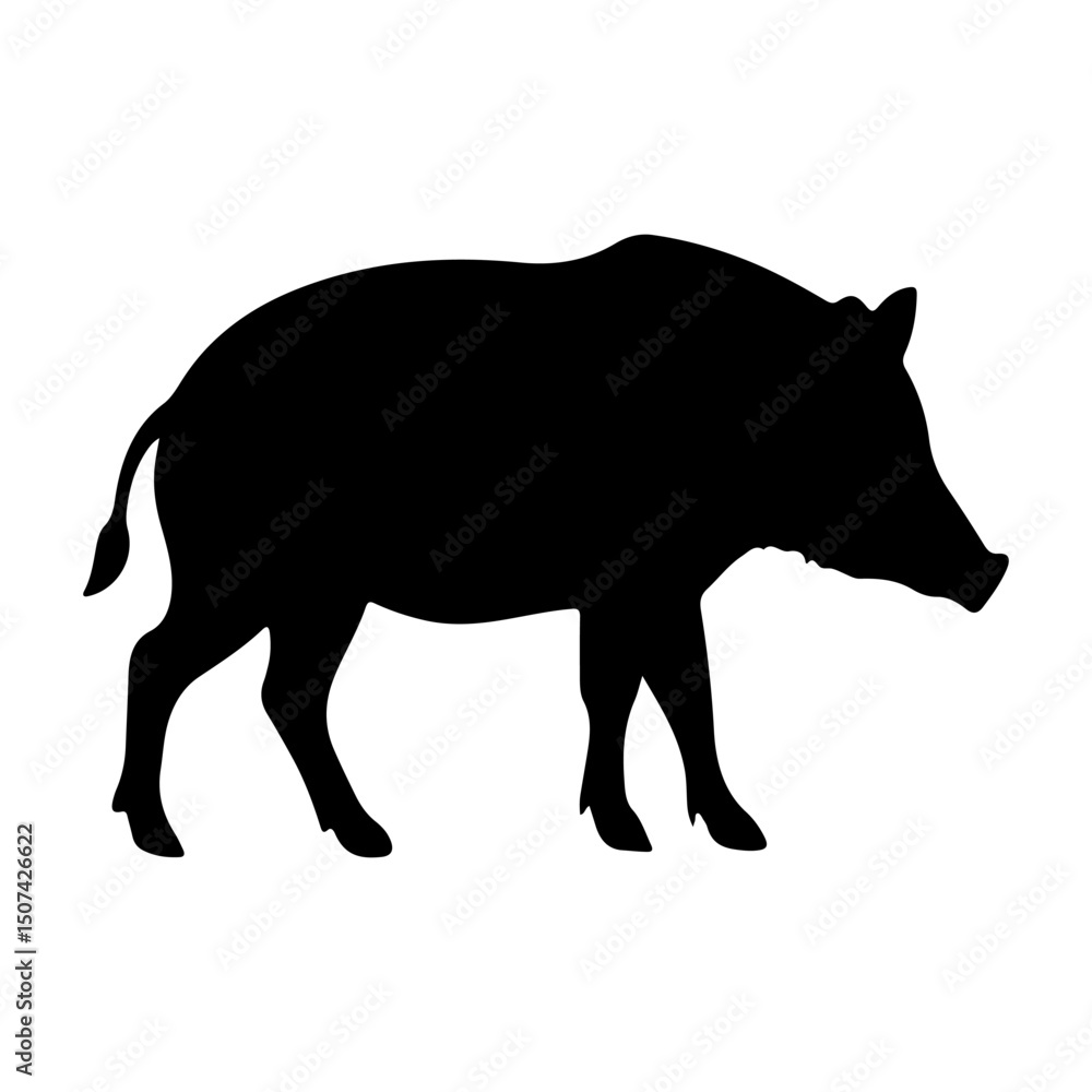 Fototapeta premium Wild boar silhouette icon vector flat design on white background