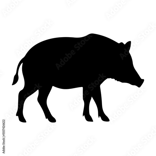 Wild boar silhouette icon vector flat design on white background